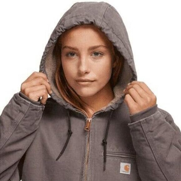 Carhartt Women's Sherpa Lined Sandstone Sierra Jacket in Taupe Gray - Picture 15 of 17